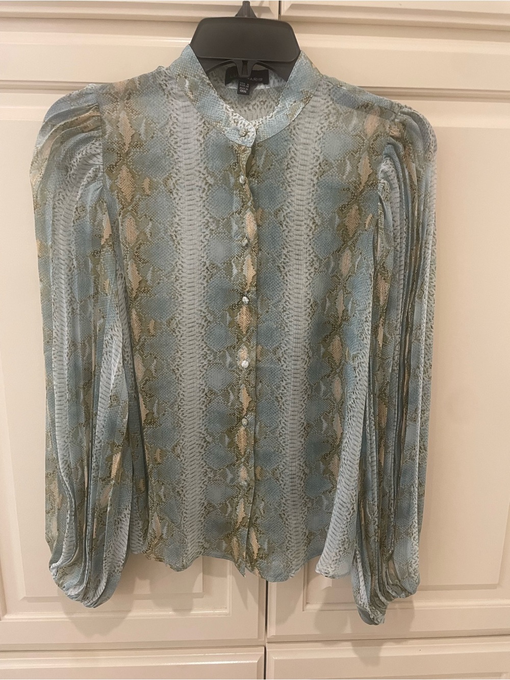 Lucy Paris Blue Snake-Print Button-Front Blouse